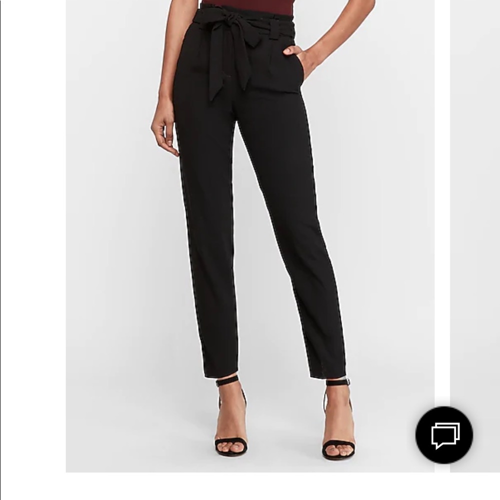 Express paper bag high waisted black ankle pants